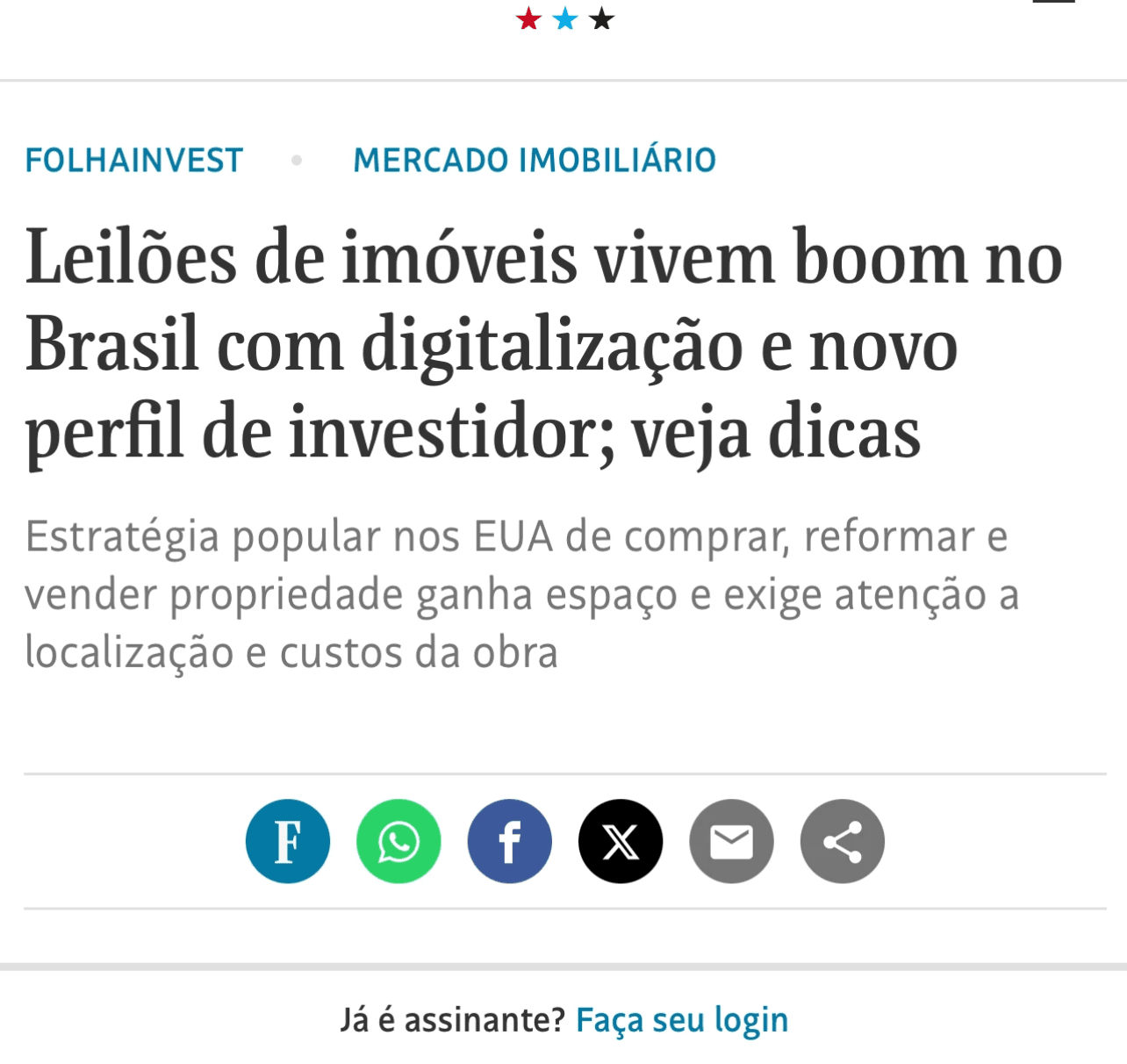 Reportagem Folha de S. Paulo
